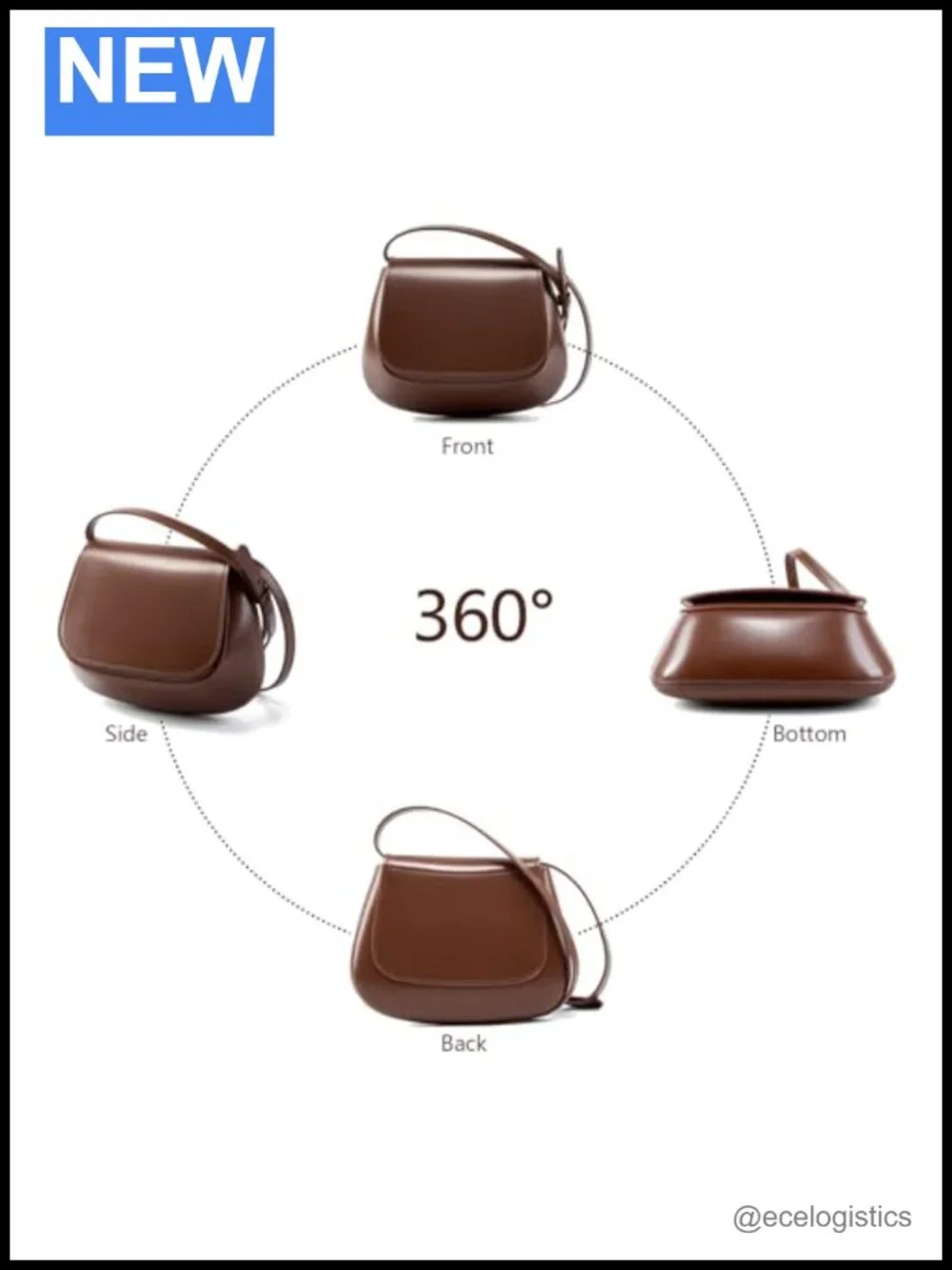 Genuine Leather Small Crossbody Bag Adjustable Strap Shell Design Retro Purse